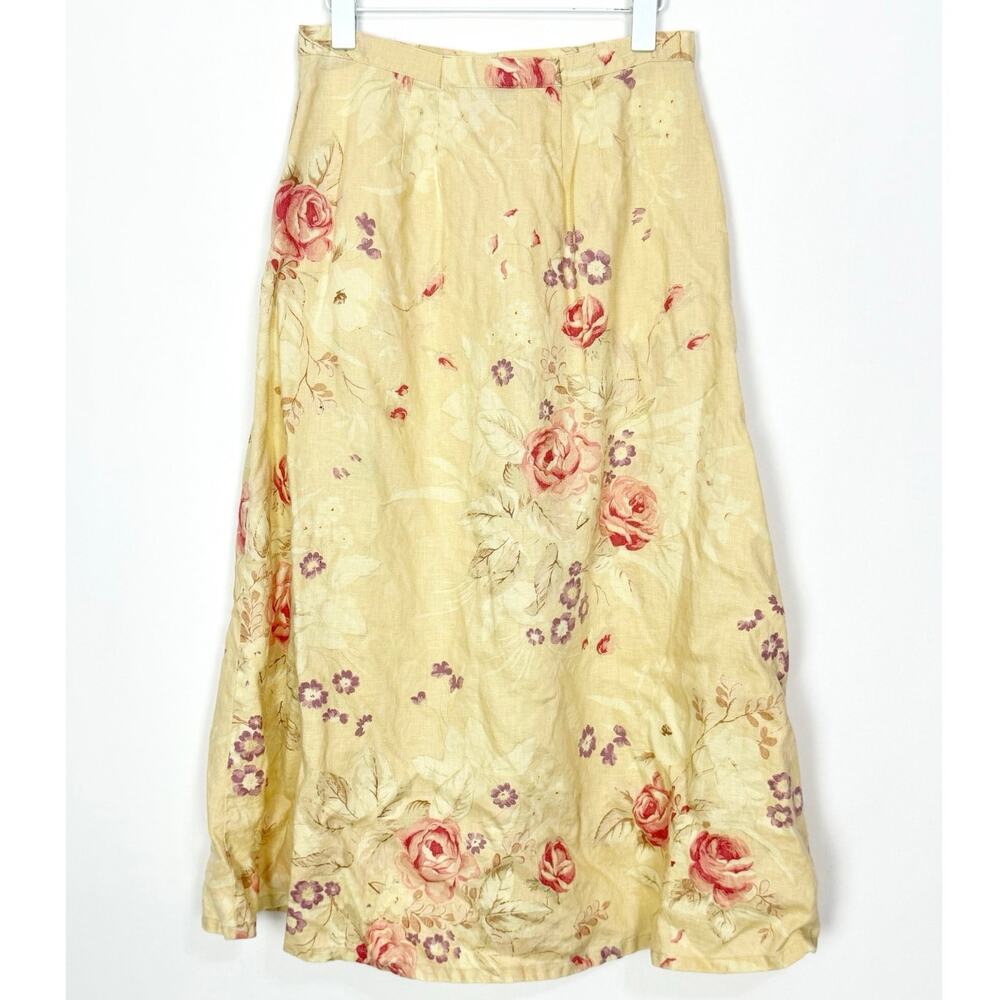 Lauren Ralph Lauren Linen Floral Button Front Skirt - Picture 8 of 10